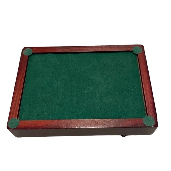 Dual Set of Playing Cards in Rosewood Box with Lid and Golf Ball Design on Box - Picture 5 of 12